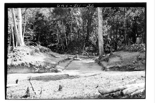 B-Group: looking N. down Ball Court after excavation