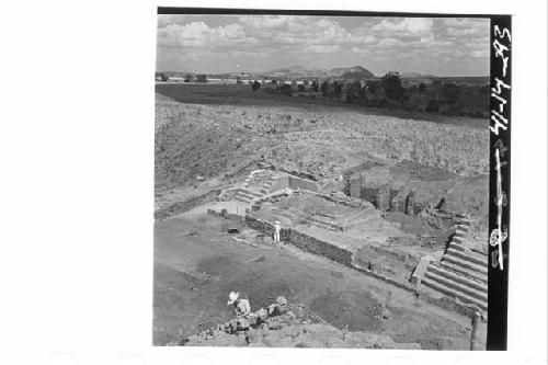 Mound 3, Struct. 2B and part of Md. 2 from top of Md. 1 looking NE