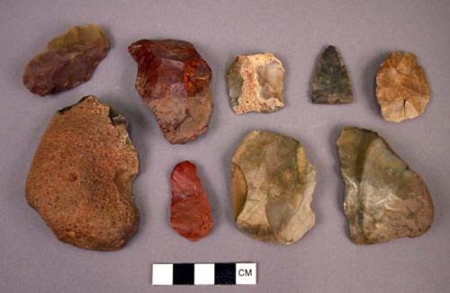 Assorted fragments of worked stone including points