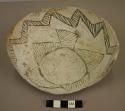 Pottery bowl fragment, b/w
