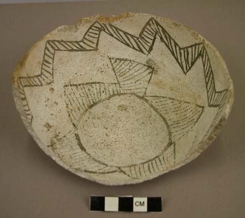 Pottery bowl fragment, b/w