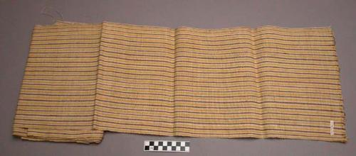 Length of cloth, with yellow and brown stripes; plain weave (modern)