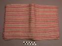 Length of cloth, pink, purple, and brown stripes; plain weave (modern)