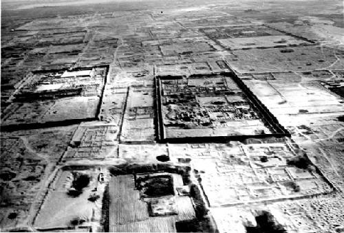 Aerial photograph of area of the archaeological site Chan Chan