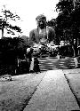 Seated buddha in outdoor garden, Kamakura