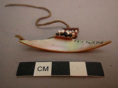Single ear ornament of mother-of-pearl for men (tatanyon); lunate- +