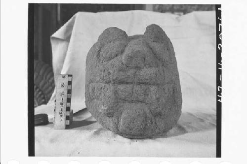 Large Stone Jaguar Face with Area Hollowed Out in Top