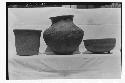 From left to right: Clay flower-pot tripod bowl - Clay large jar - Clay round-si