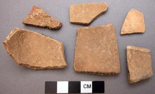 6 stone bowl fragments; Pot sherds