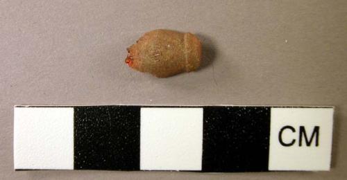 Fragmentary amber bead with collar at complete end