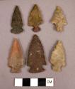 Chipped stone projectilt points, stemmed, triangular blade