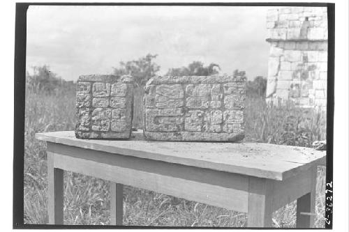 Caracol.  Hieroglyphic stones from facade decoration.