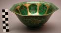 Cermic bowl with green and gold design