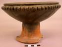 Pedestal-base fluted pottery vessel