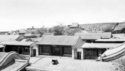 View looking down at rooftops