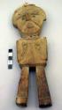 Carved wooden figure - originally with shell beads & feathers in headdress
