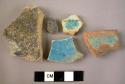 Ceramic rim and body sherds, miscealleous blue glazed sherds