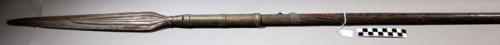 Assegai (spear) - wood, iron, brass; point 15", shaft 72"