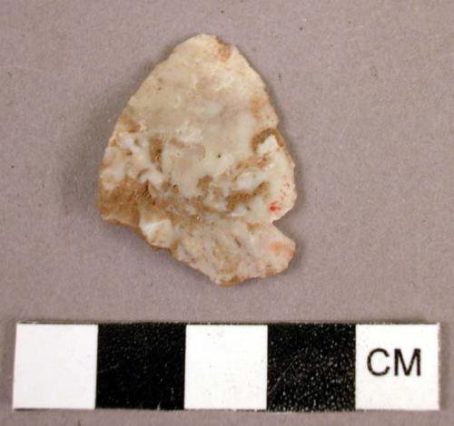 Chipped stone projectile point, side notched, broken