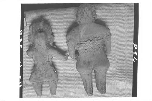 Two Solid Pottery Female Figurines