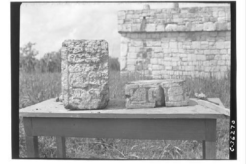 Caracol.  Hieroglyphic stones from facade decoration.