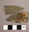 Chipped stone projectile points, various styles