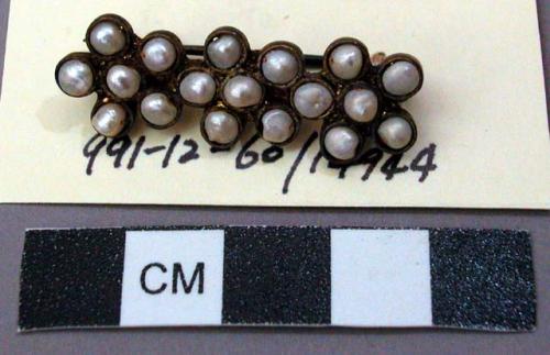 Copper Alloy (?) and Freshwater Pearl Pin