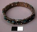 Metal Bracelet with Turquoise and Blue Enamel on Outer Side