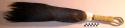 Feather whisk (?) (sue' lare') - black-brown feathers; white fur band; yellow &
