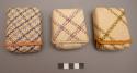 Plaited panadmus leaf cigarette boxes, with geometric patterns