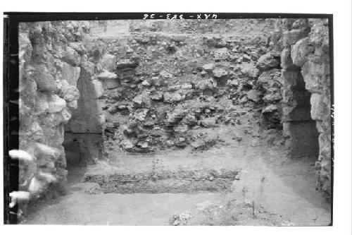 A-V: looking W. at cut thru Room 55. Notice bottom row of stones E. side of Subs