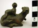 Bronze monkey on horse figurine