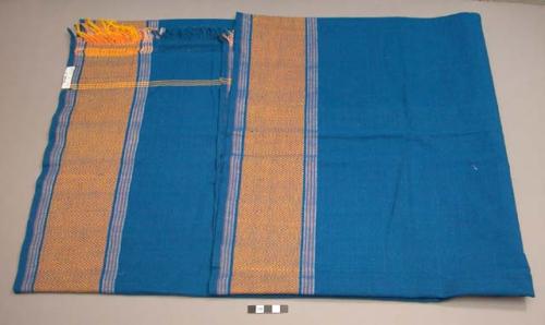 Cotton cloth; blue, double face weave borders.