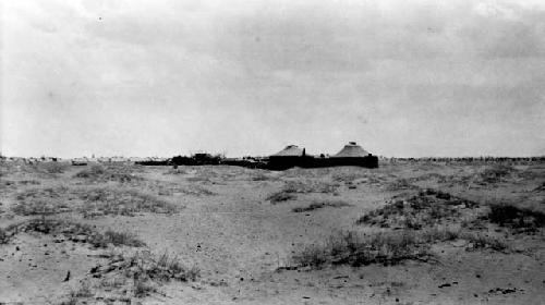 Huts in desert