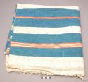 Woven mat - heavy cotton, light blue with red & white stripes