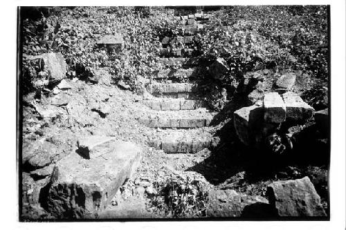 West stairs before excavation, Structure 16