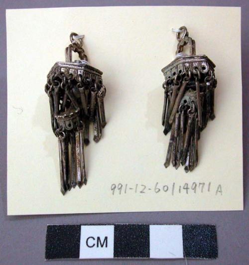 Pair of White Metal Ornaments, May Have Been Earrings