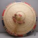 Large conical hat with cloth applique, cross-stich, patterns, and +