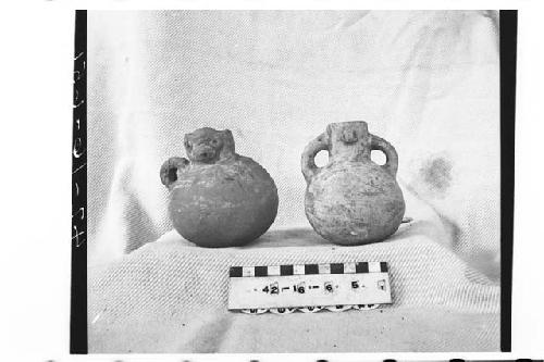 Two small pottery cantharos