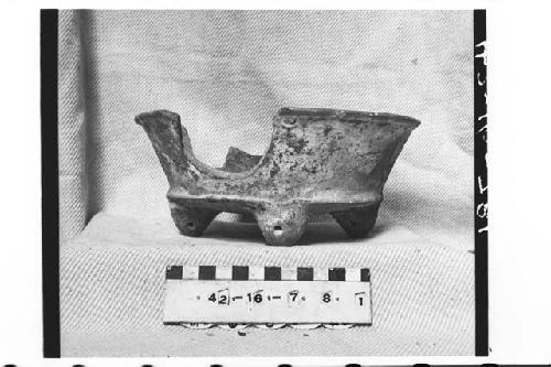 Tetrapodal Dichrome Pottery Bowl