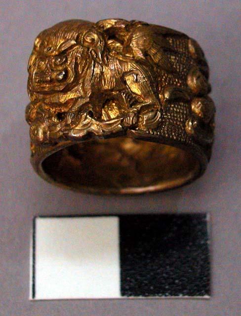 Decorated Adjustable Ring, Copper Alloy?