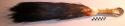 Feather whisk (?) (sue' lare') - black-brown & red feathers, white fur band on h
