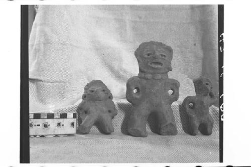 Three Pottery Human-Effigy Figurines