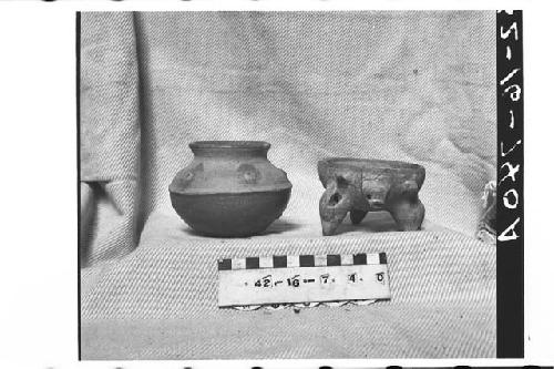 Two Small Dichrome Pottery Vessels