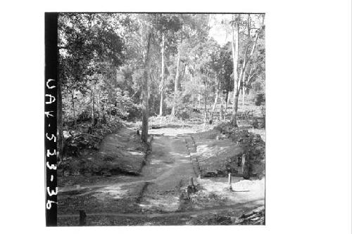 B-V: looking S. down Ball Court after excavation