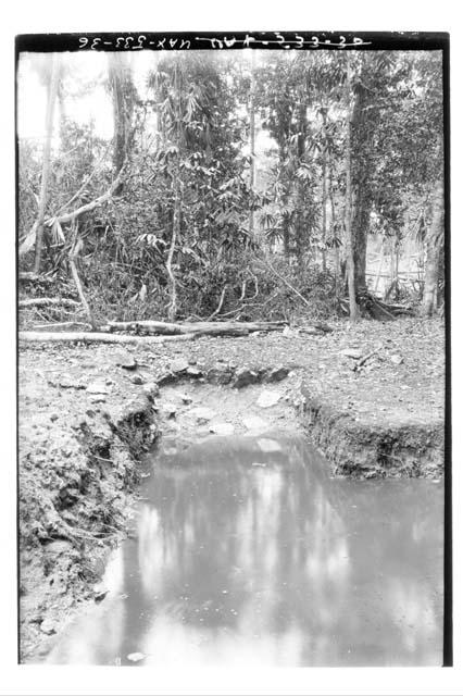 Looking E. at excavation in Little Resevoir W. of causeway connecting A and B gr