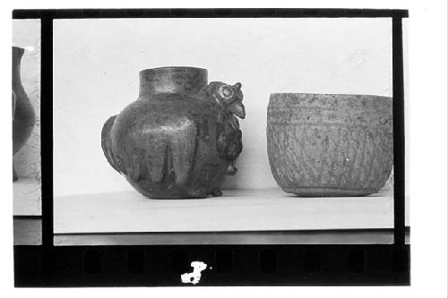 a. Nicoya polychrome ware tukey effigy jar. Red and black on cream. Northern typ