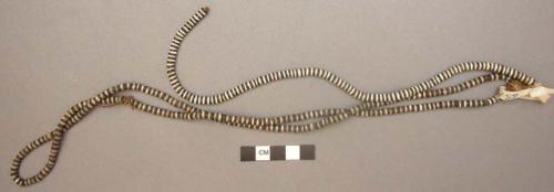Strings of brown and white shell beads