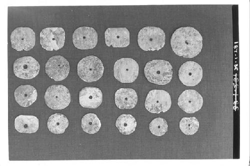 Shell spangles-A-1-628. Diam Largest (lower left) 3 cm.