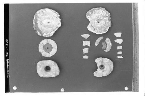 2 composite ear-plugs-disassembled. A!-512 (shell disks), A1-513 Slate & MOs. in